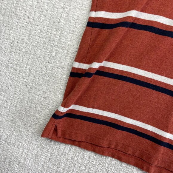 Tommy Hilfiger Performance Pique Polo Shirt Men orange Striped Golf /Tennis Read - Picture 6 of 16